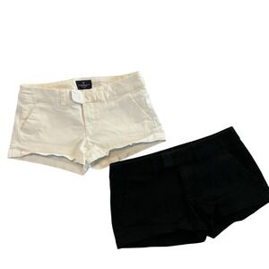 American Eagle Outfitters Shortie‎ Stretch Shorts Bundle Black White Womens  2